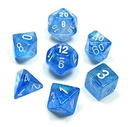 Chessex: Borealis Sky Blue/White 7 Die Polyhedral Set