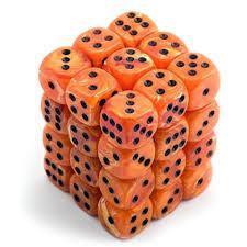 Chessex Dice CHX 27833 Vortex 12mm D6 Orange w/ Black Set of 36