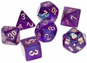 Chessex Dice Sets: Borealis Polyhedral Royal Purple with Gold