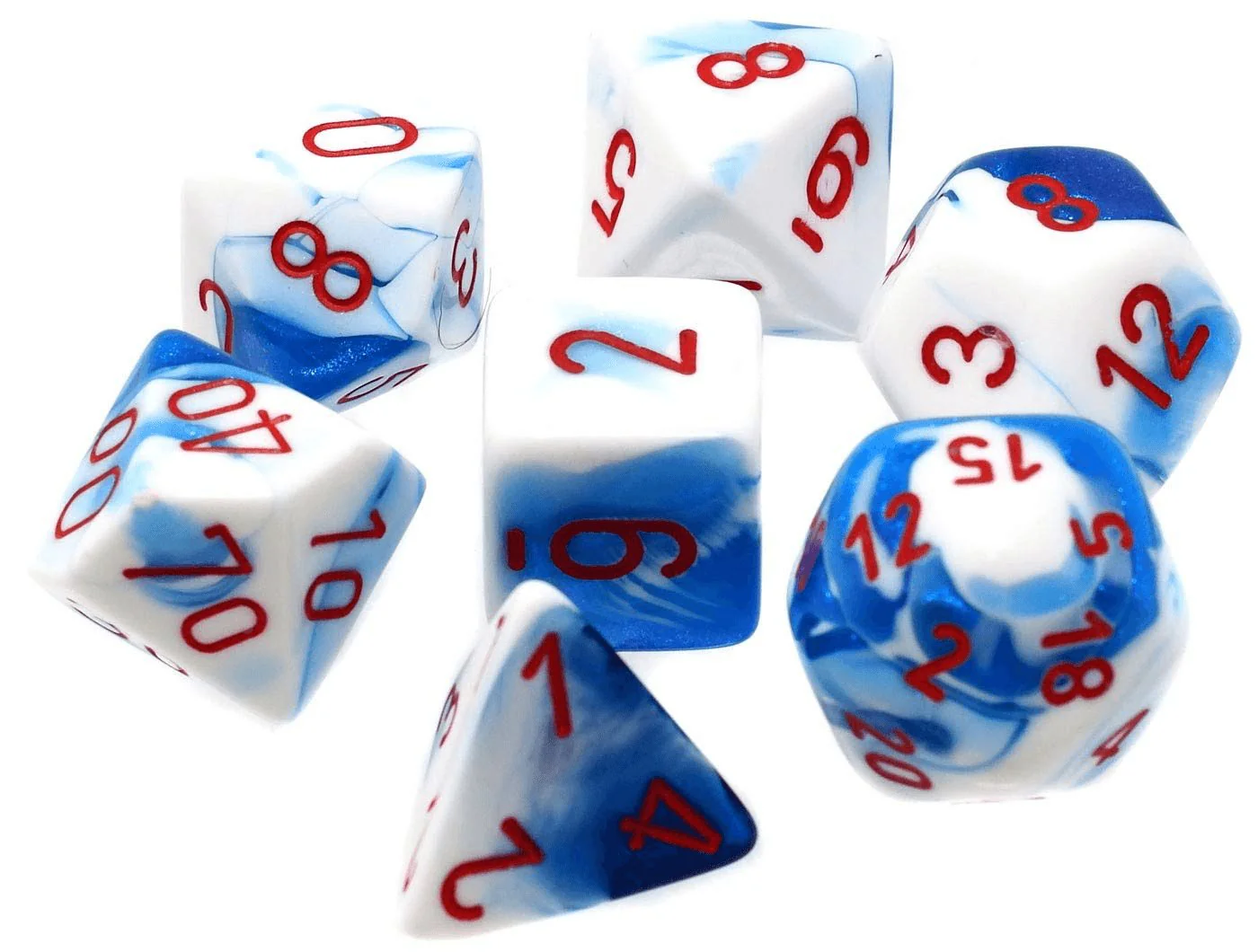 Chessex: Gemini Astral Blue-White w/red 7-Die Set