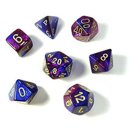 Chessex: Gemini Blue-Purple/Gold 7 Die Polyhedral Set