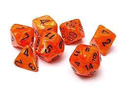 Chessex: Vortex Orange/Black 7 Die Polyhedral Set