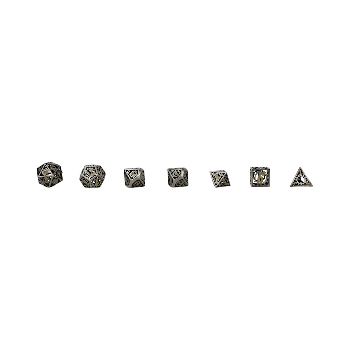 Clockwork Sun Dice Set Chrome/Gold - Image 9
