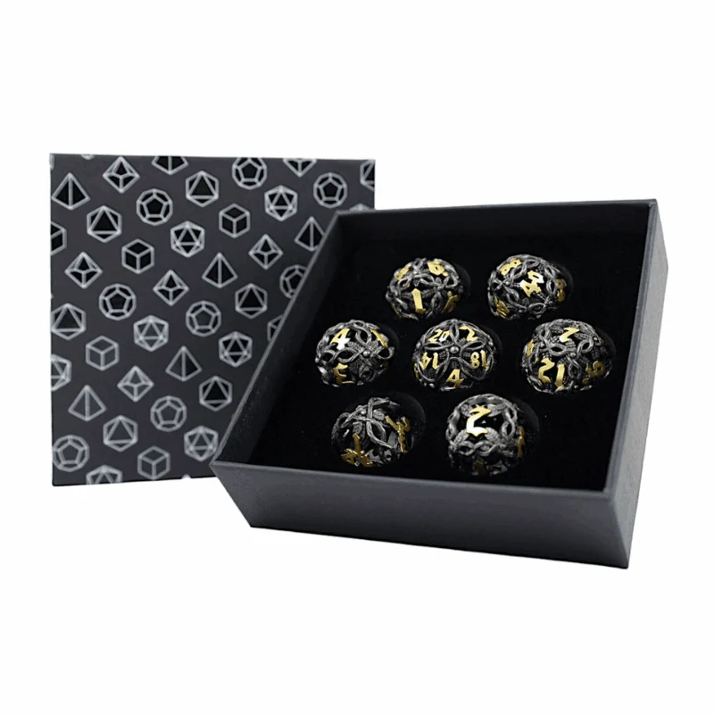 Dice RPG Set Hollow Vines - Black and Gold