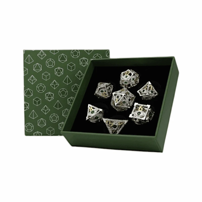 Scaled Eye Dice Set Steel/Green